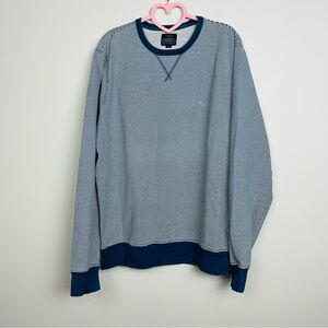 J. Crew Factory Blue Striped Fleece Crewneck Sweatershirt Size large